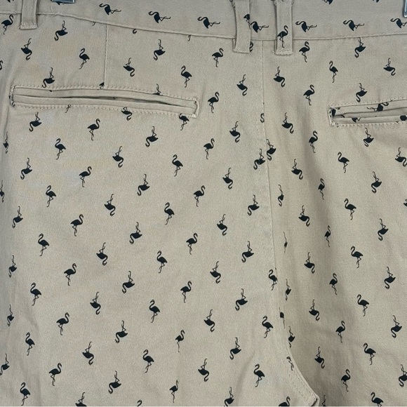 Twill Tan Men’s Shorts with Flamingos - Picture 7 of 8